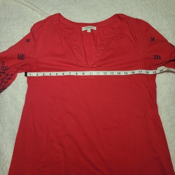 Umgee Boho Shift Dress Embroidered Sleeves Red Blue, Size Medium - Picture 6 of 10
